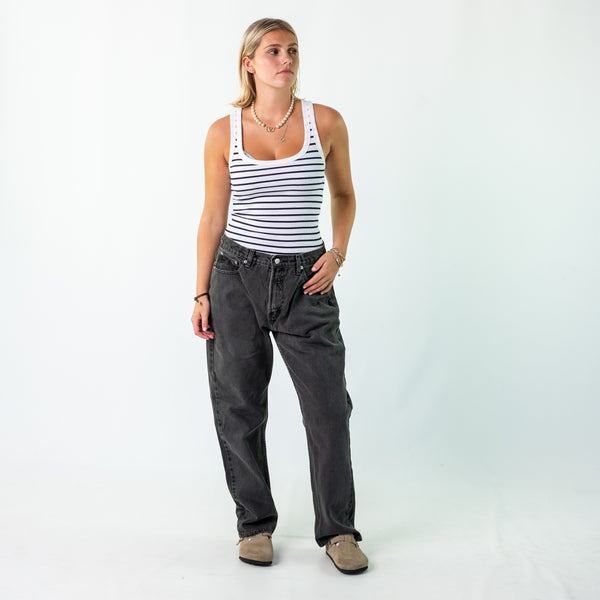 Charcoal Grey 90s Tommy Hilfiger Denim Jeans Baggy Pants (32x28")